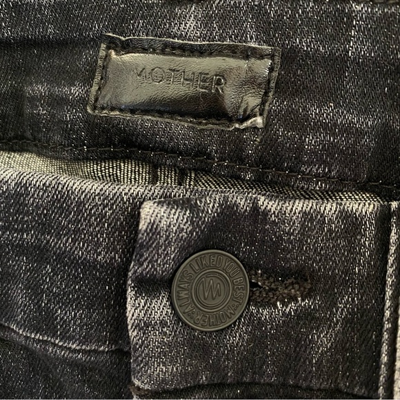 MOTHER STRETCH FADED BLACK DISTRESSED CRASH BURN LOOKER ANKLE FRAY SKINNY JEANS - Picture 10 of 13